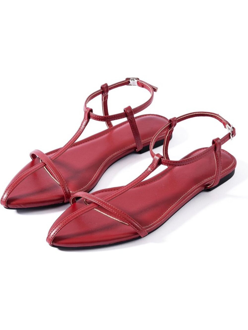 Women's Rose Strappy Slingback Mules Cute Vegan Leather Dressy Flat Sandals